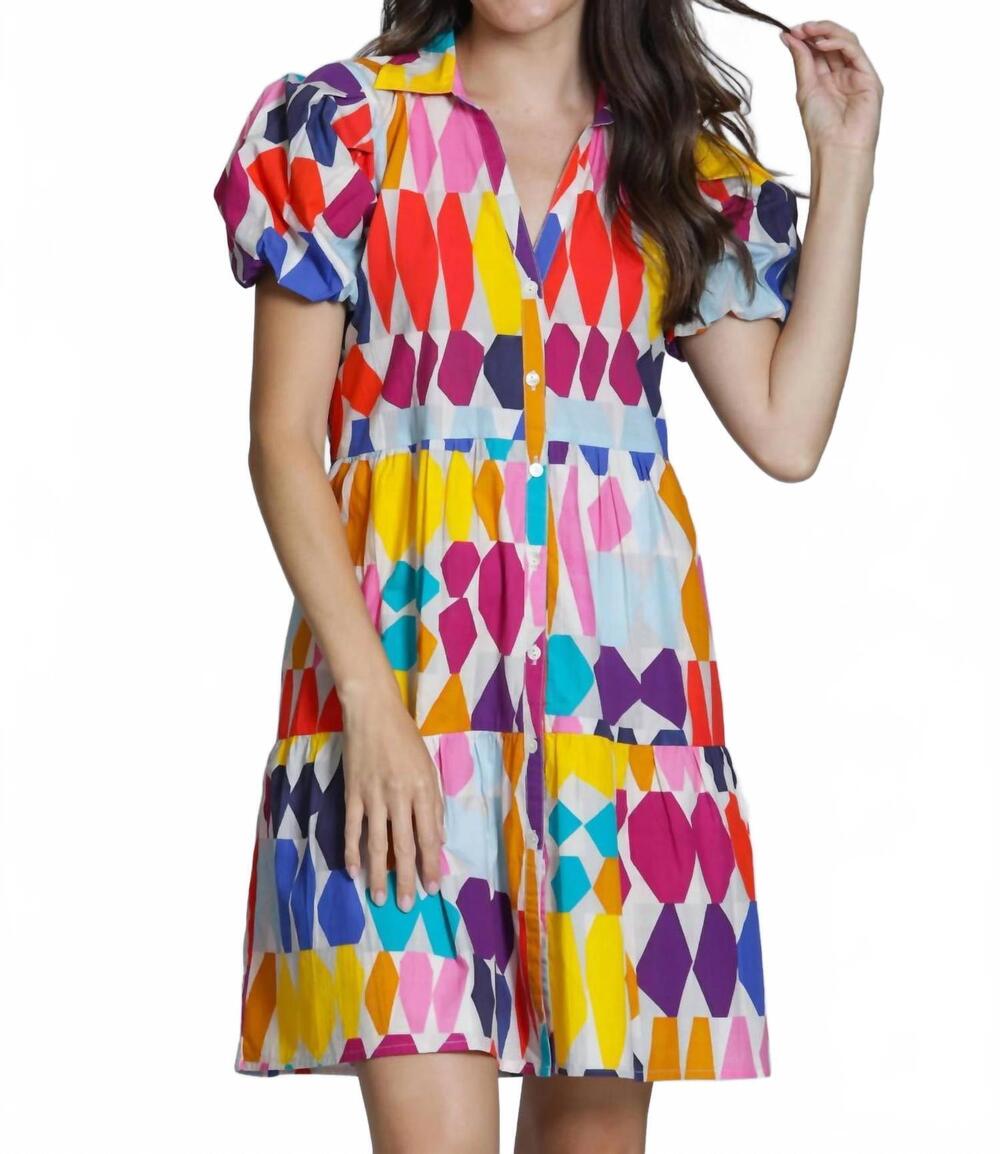 NEW ENTRO women's flounce shirt dress in yellow/pink